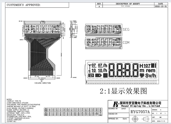 Kleingrößensegment TN FFC LCD-Modul Monochrom Transflexive Positive Anzeige
