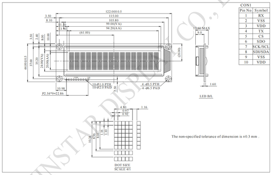 16*2 Zeichen STN Monochrom ST7066 Weittemperatur-LCD-Modul