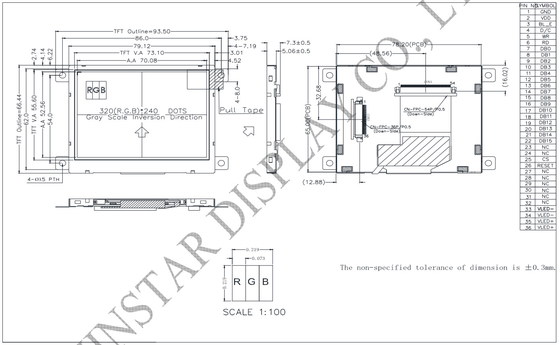 3.5' 320*RGB*240 SSD1963 TFT-LCD-Modul mit breiter Temperatur