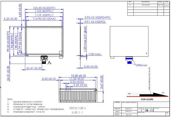 5.65'7 Farbe EPD 600*448 Reflektierendes E-Papier Anzeige EPD Modul Original