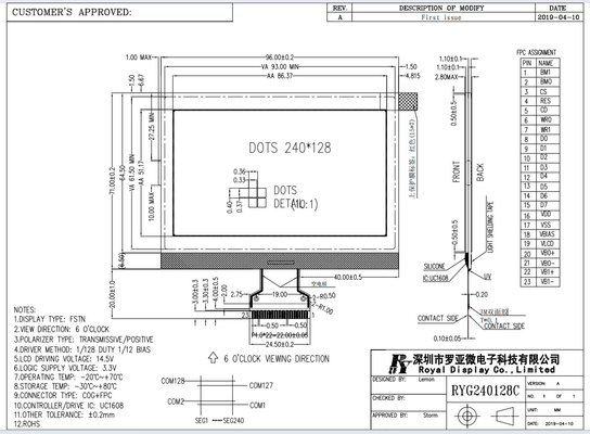 240*128 Grafik-FSTN-LCD-Modul mit positiver 3,3-Volt-Übertragung