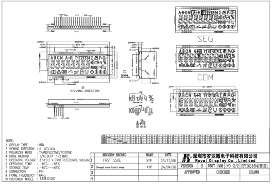 angepasste STN-Energiemesser-Anzeige-Segment-Wide-Temperatur-LCD-Modul