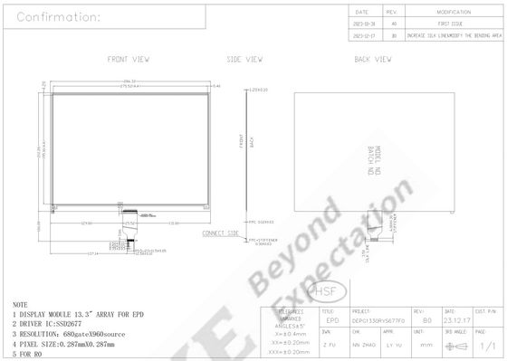13.3' 4 Farbe 960*680 E-Papier-Display 1500 nit Modul