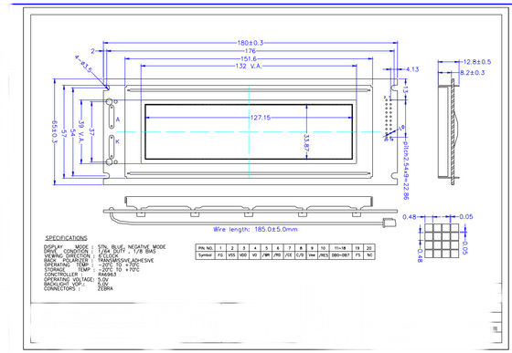240*64-Grafik STN Blau-Negativ-Übertragungs-LCD-Modul